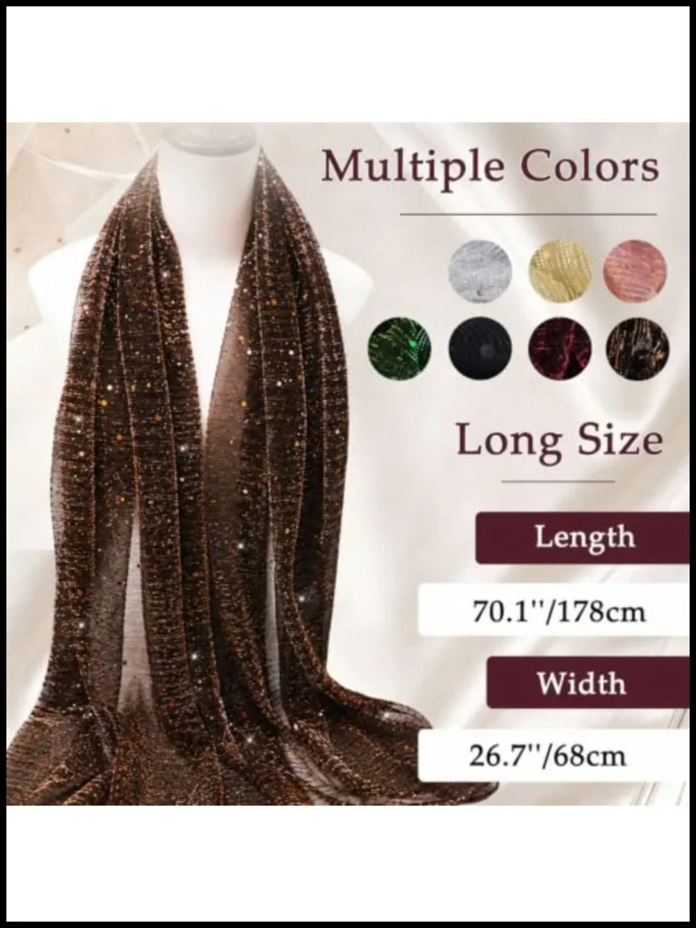 Sparkly Sequin Shawl Wrap Scarf for Women Evening Dress Head Neck Scarf